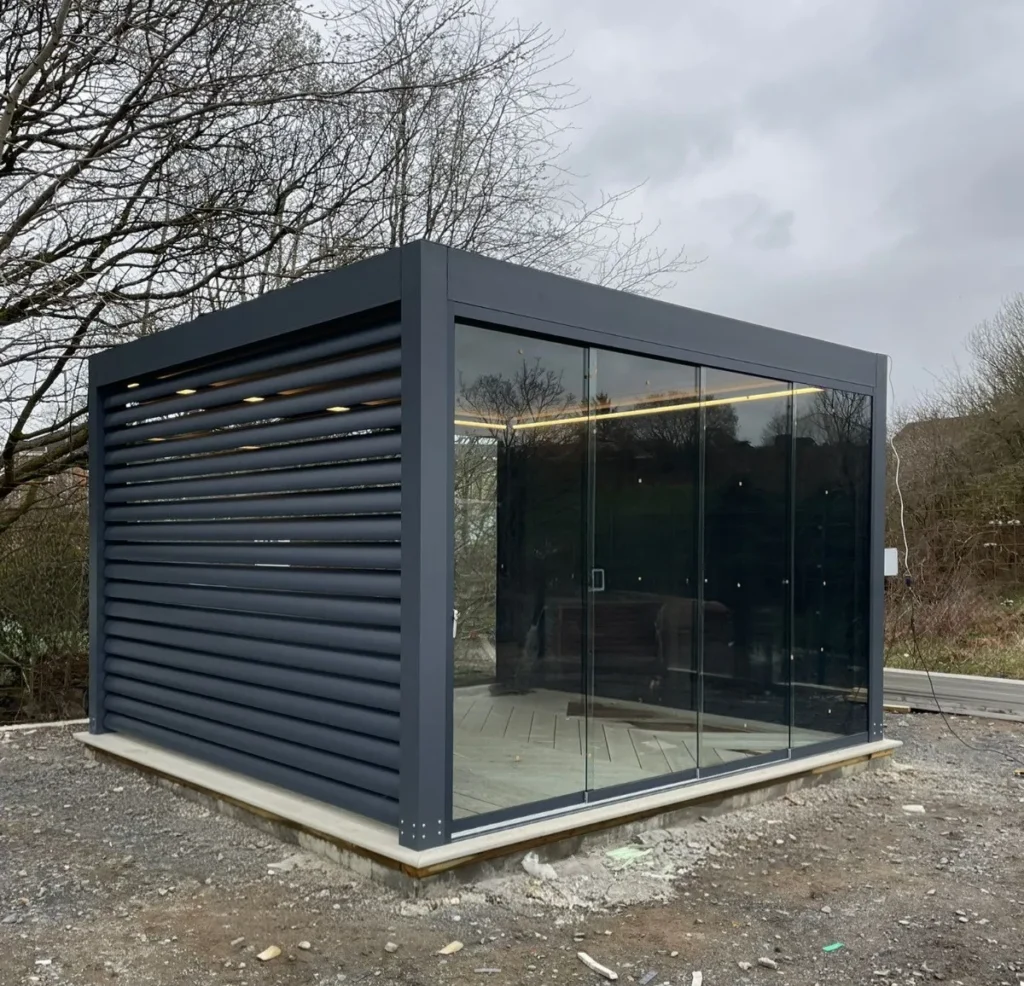 Glass sliding doors and Louvered sidewall